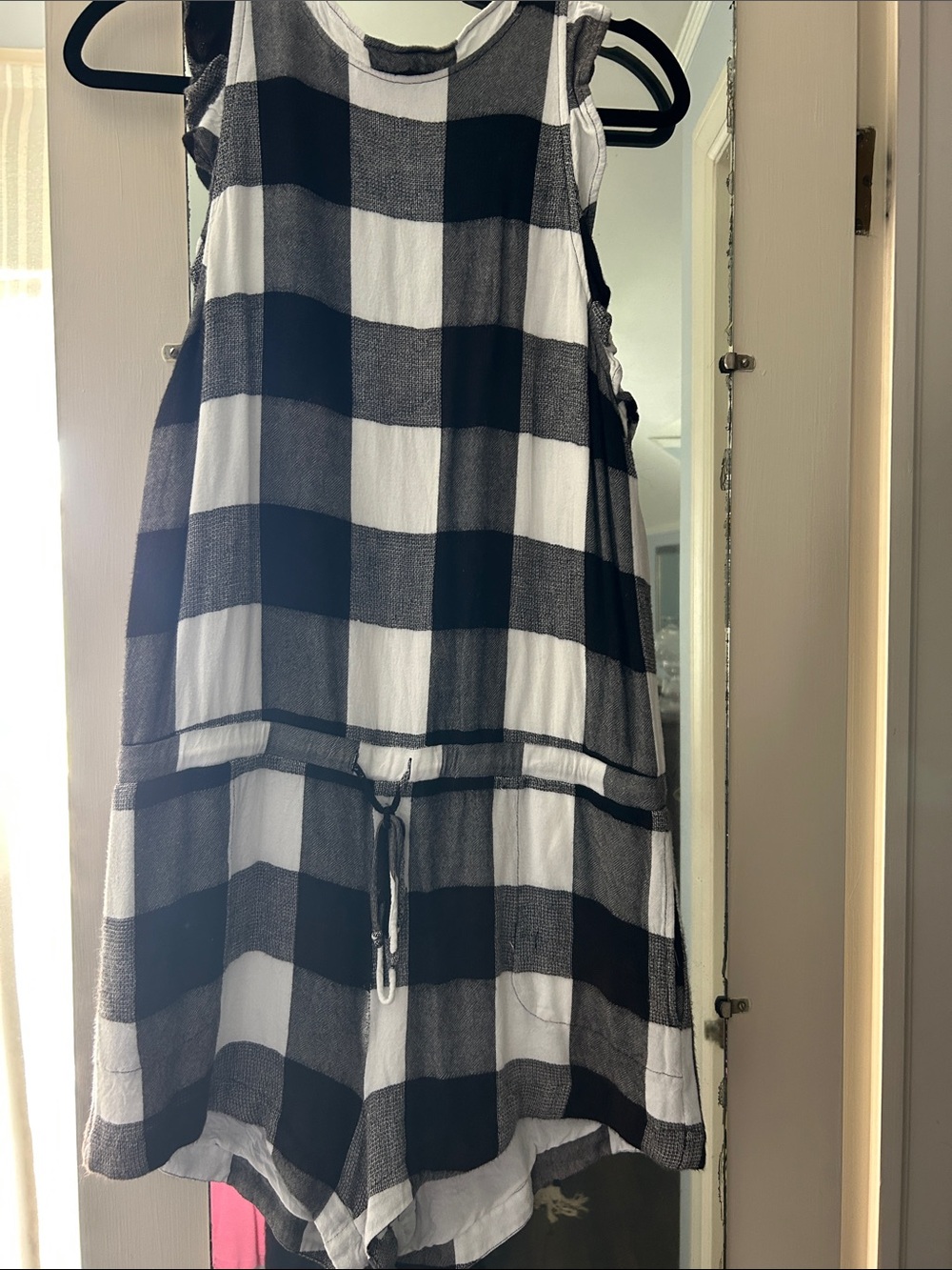 cloth & stone Black and White Buffalo Check Sleeveless Romper